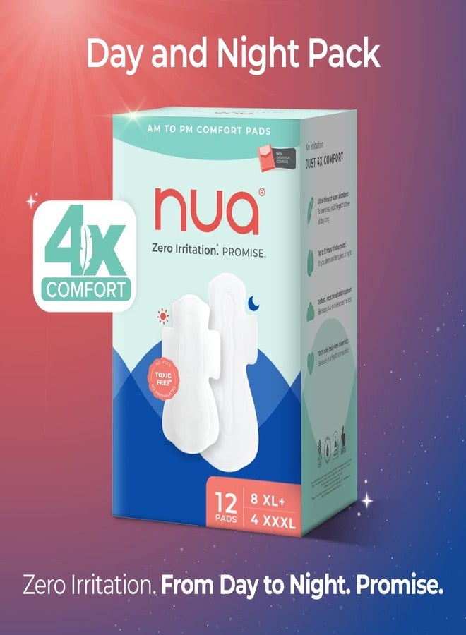 Nua Day & Night Sanitary Pads for Women | Pack of 12 (8 XL Day + 4 XXXL Night Pads) | Ultra-Thin, Super Absorbent | 12 Hr Protection | Soft, Rash-Free, Toxin-Free, Leak-Proof, XL & XXXL Pads - Image 2
